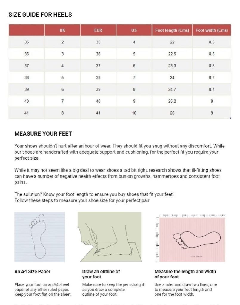 Size Guide - Lesac